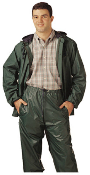 Storm-Champ® S66218-2X Lightweight PVC On Nylon Rainsuit, XXL, Green