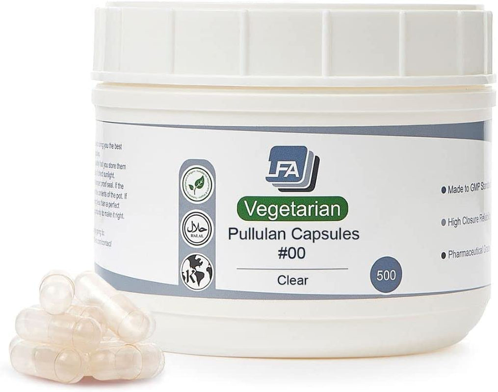 Capsules Size 00 - Clear Vegan HPMC - 120 Count Jar - Pill Capsules Empty Fits Capsule Machine Filling Tray - Joined Vegetarian Caps Easy Snap for DIY Powder Supplement Pills - Certified Halal Kosher