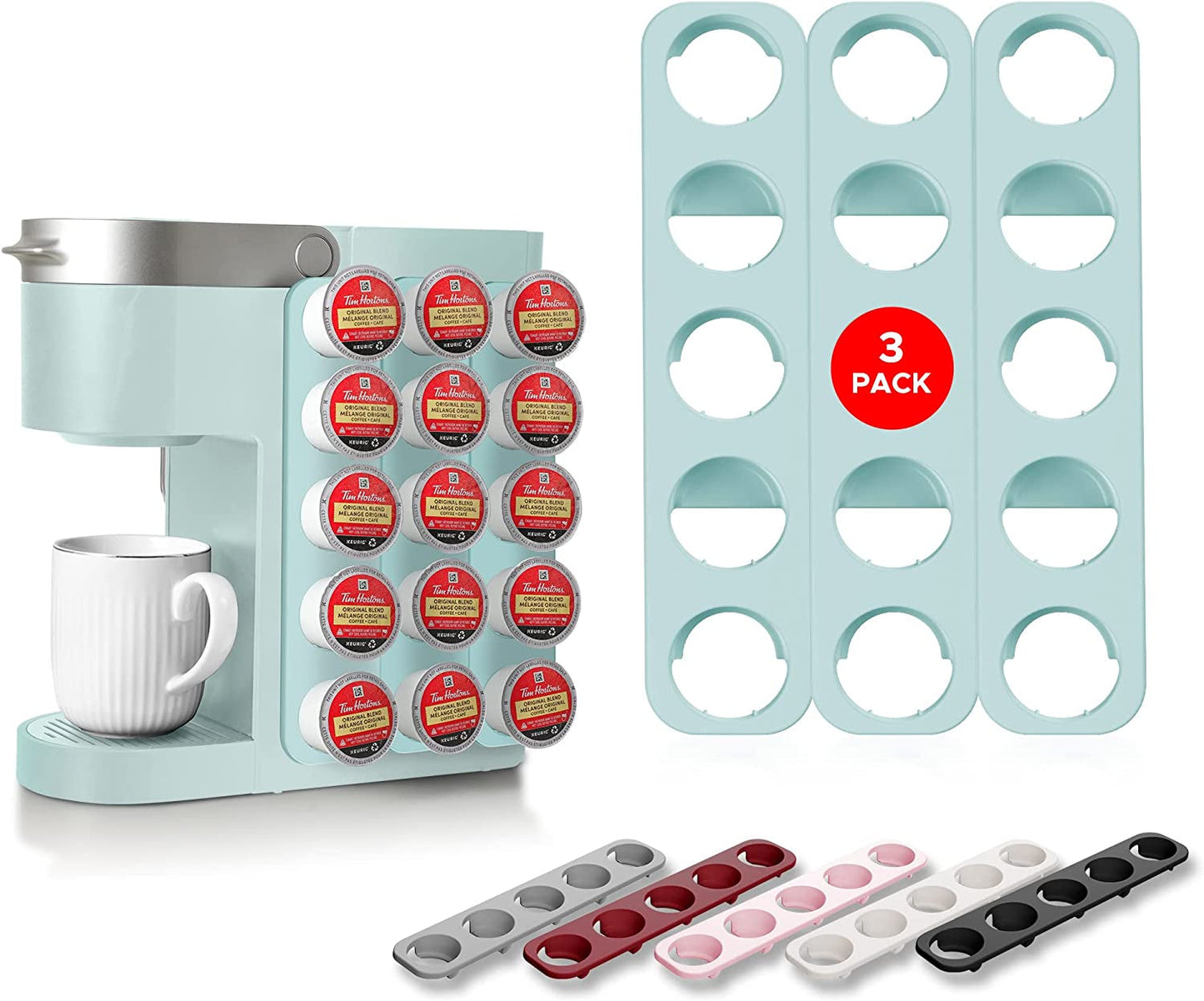 STORAGENIE Slim Kcup Holder, Coffee Pod Storage for Keurig Pods, K Cup Drawer Organizer, 2Pack / for 10 K Cups (Red)