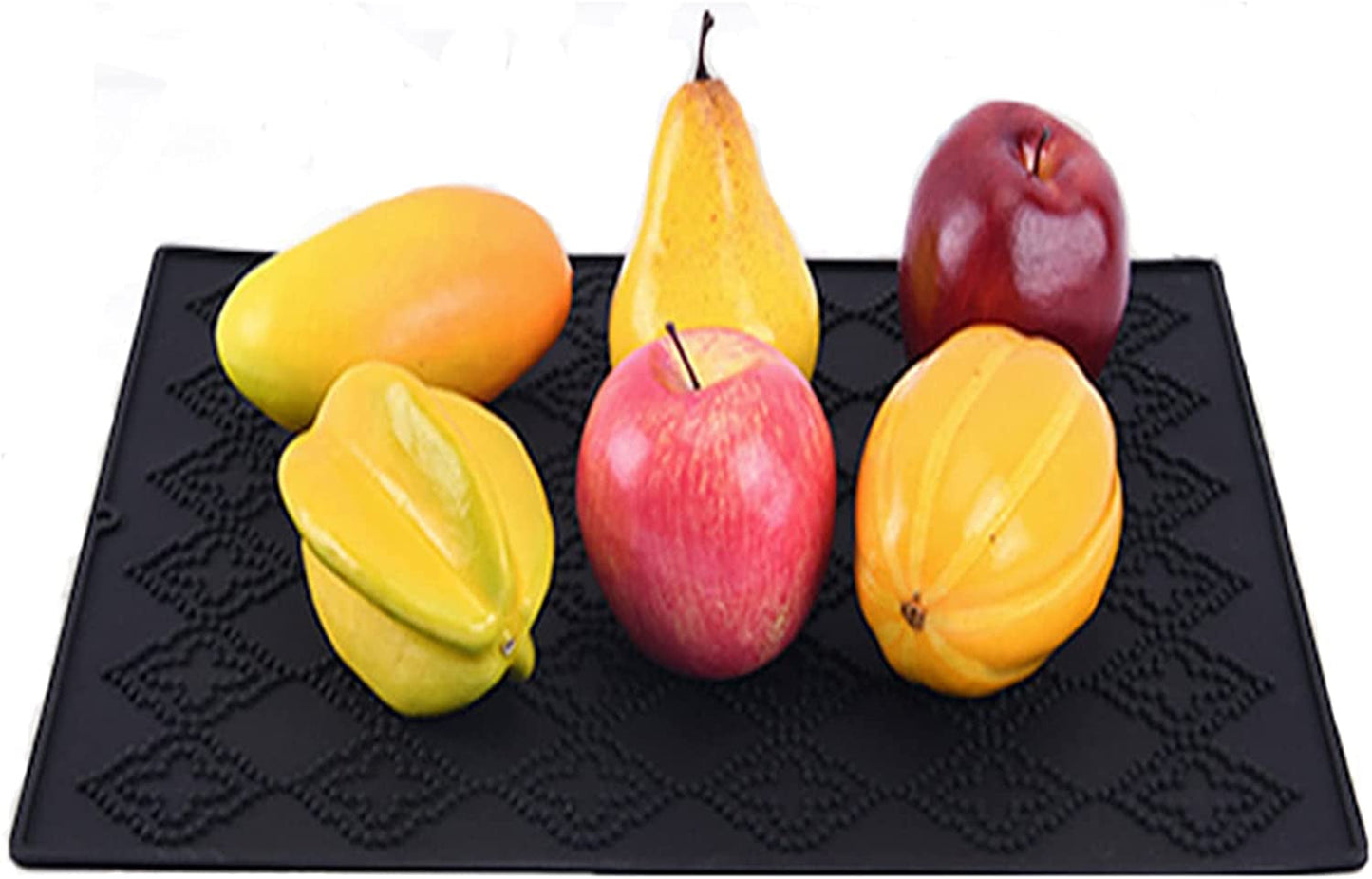 VENMATE Silicone Dish Drying Mat for Kitchen Counter, Heat Resistant Mat, Spoon Rest, Utensil Rest Spatula Holder with Drip Mat, Sink Mat with Cooking Spoon Holder (Black(19" X 14"))