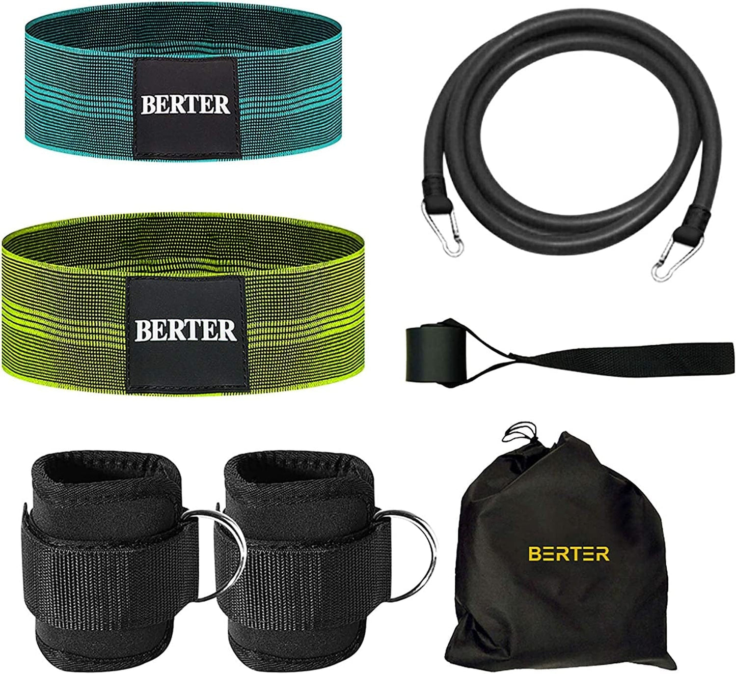 BERTER Resistance Bands Set, Booty Workout Exercise Hip Bands, Ankle Strap for Cable Machines, Leg and Butt Training, Glute Workouts, Abs, Home, Gym