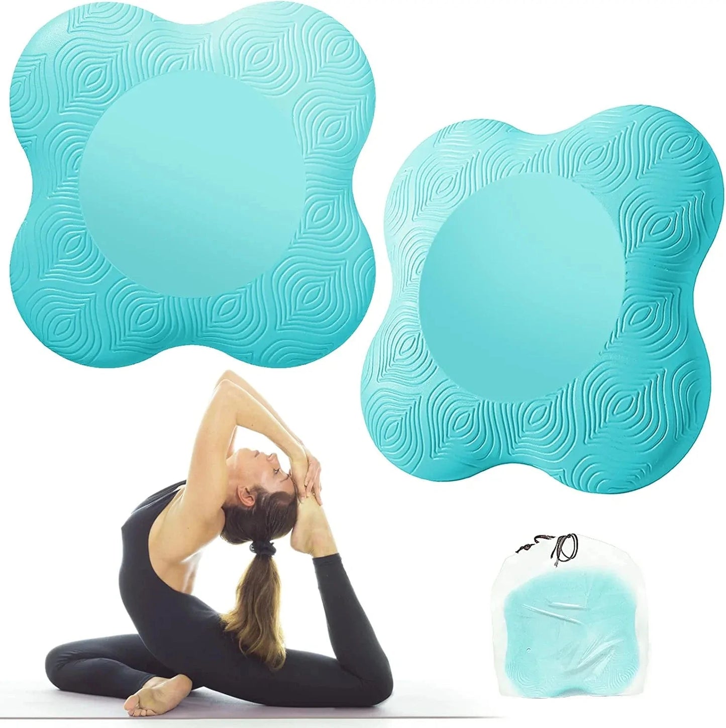 Bigmeda 2PCS Yoga Knee Pad, Non-Slip Yoga Mats for Women Kneeling Support for Yoga Comfortable & Lightweight Yoga Knee Pads Cushion for Knees, Hands, Wrists, and Elbows