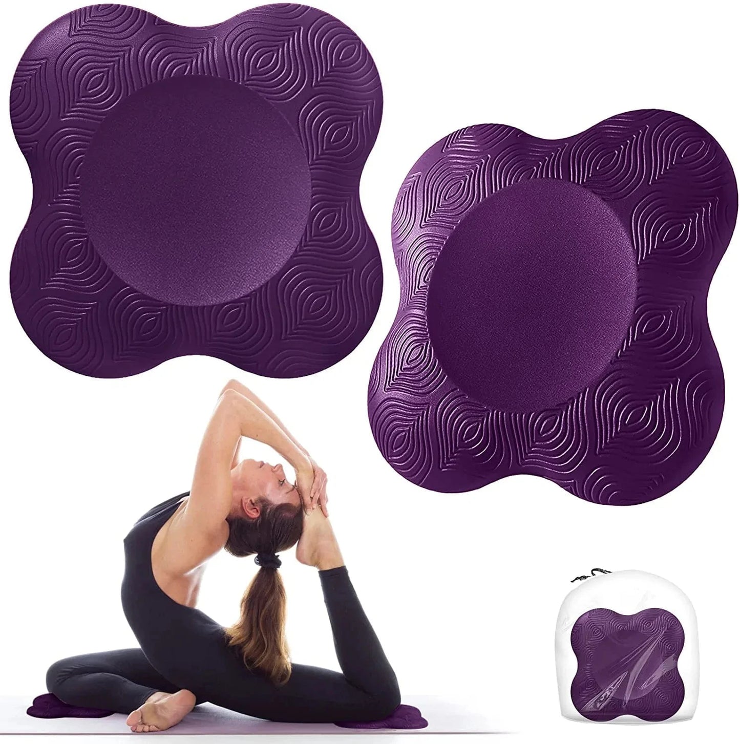 Bigmeda 2PCS Yoga Knee Pad, Non-Slip Yoga Mats for Women Kneeling Support for Yoga Comfortable & Lightweight Yoga Knee Pads Cushion for Knees, Hands, Wrists, and Elbows