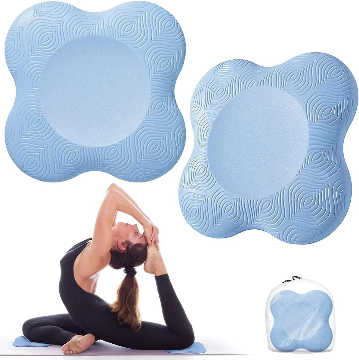 Bigmeda 2PCS Yoga Knee Pad, Non-Slip Yoga Mats for Women Kneeling Support for Yoga Comfortable & Lightweight Yoga Knee Pads Cushion for Knees, Hands, Wrists, and Elbows