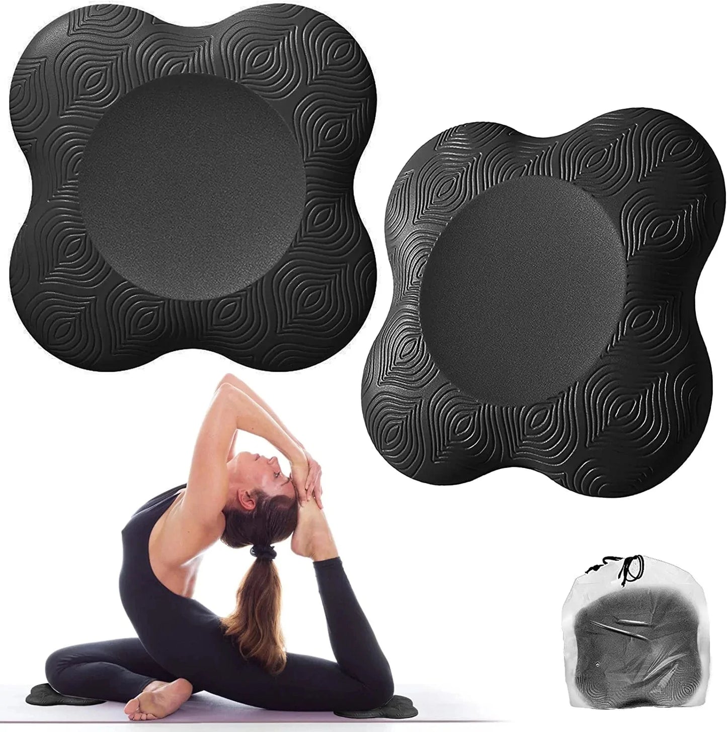 Bigmeda 2PCS Yoga Knee Pad, Non-Slip Yoga Mats for Women Kneeling Support for Yoga Comfortable & Lightweight Yoga Knee Pads Cushion for Knees, Hands, Wrists, and Elbows