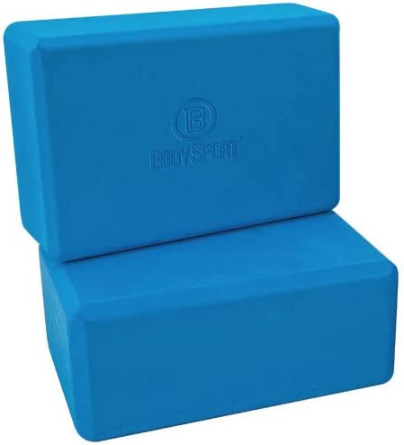 Body Sport Yoga Block 2 Pack, Blue, 3-Inch X 6-Inch X 9-Inch - Foam Blocks for Yoga and Pilates - High Density Foam Yoga Blocks - Supportive Foam Block for Yoga