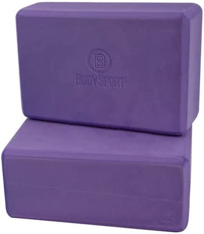 Body Sport Yoga Block 2 Pack, Blue, 3-Inch X 6-Inch X 9-Inch - Foam Blocks for Yoga and Pilates - High Density Foam Yoga Blocks - Supportive Foam Block for Yoga