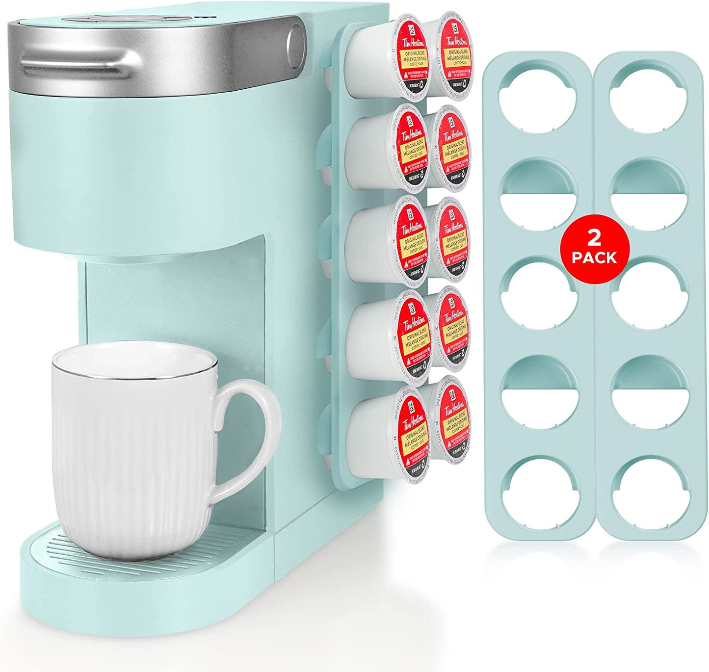 STORAGENIE Slim Kcup Holder, Coffee Pod Storage for Keurig Pods, K Cup Drawer Organizer, 2Pack / for 10 K Cups (Red)