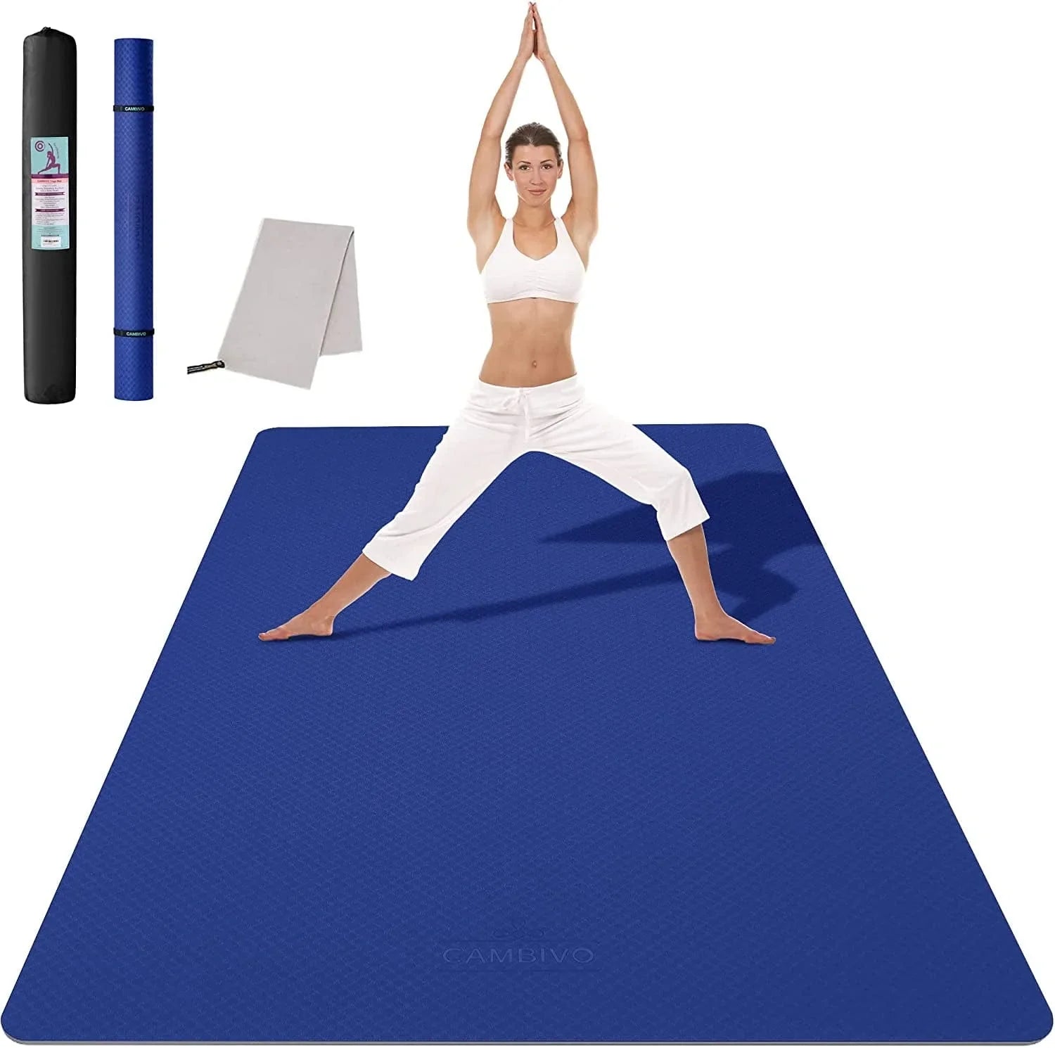 CAMBIVO Large Yoga Mat (6'X 4'), Extra Wide Workout Mat for Men and Women, Yoga Mat Thick 1/3 &1/4 Exercise Mats for Home Workout, Yoga, Pilates (Black,1/4 Inch)