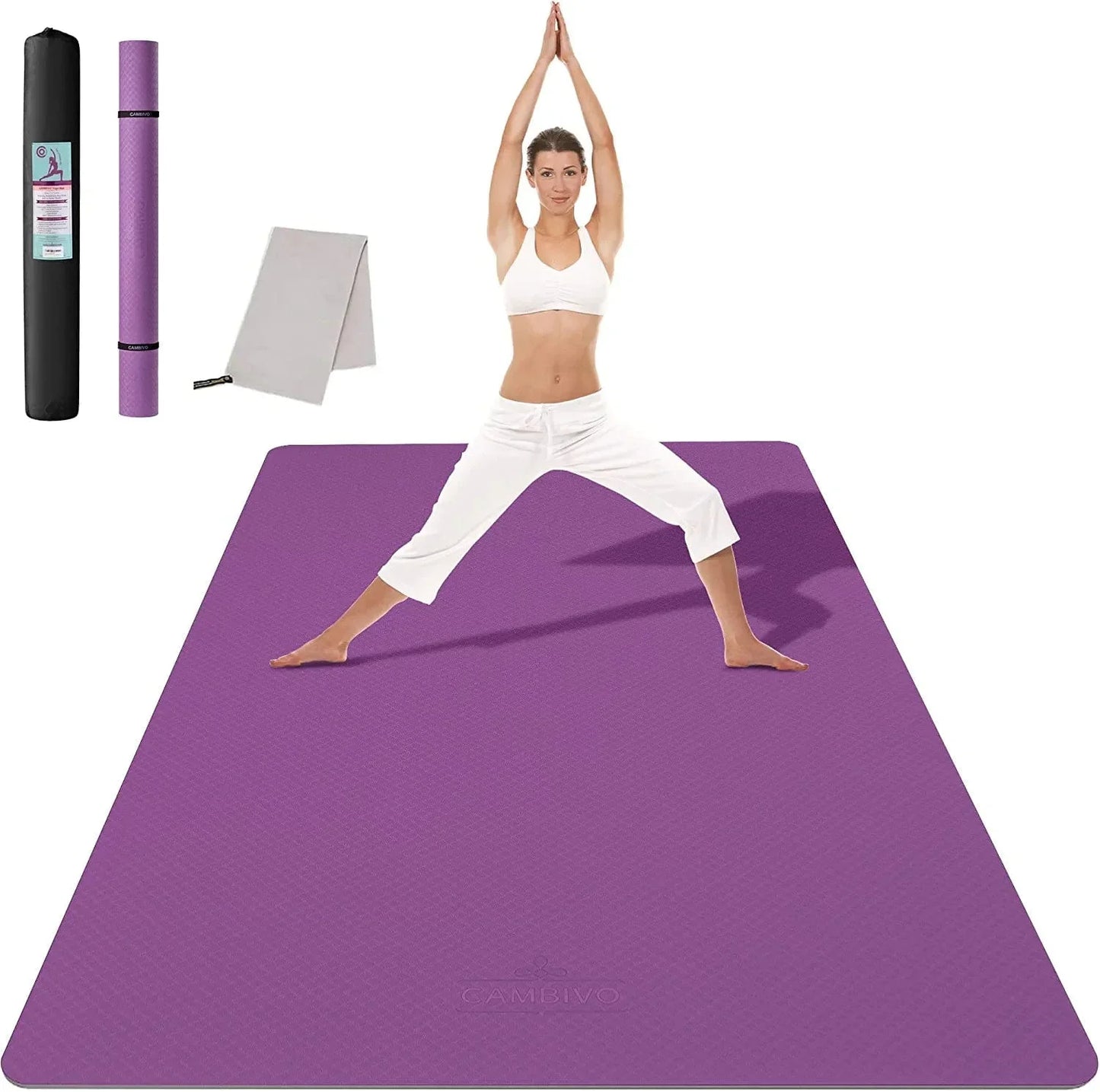 CAMBIVO Large Yoga Mat (6'X 4'), Extra Wide Workout Mat for Men and Women, Yoga Mat Thick 1/3 &1/4 Exercise Mats for Home Workout, Yoga, Pilates (Black,1/4 Inch)