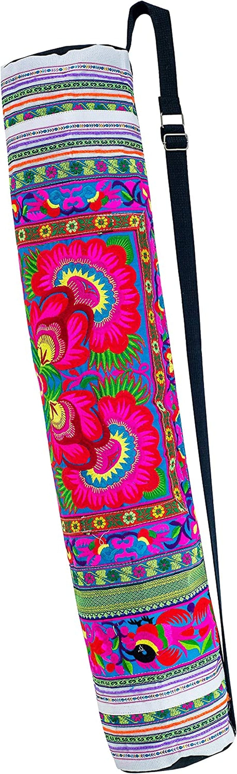 Cccollections Yoga Pilates Mat Bags Carriers - Embroidered Adjustable Carry Strap Yoga Bag Unique Bohemian