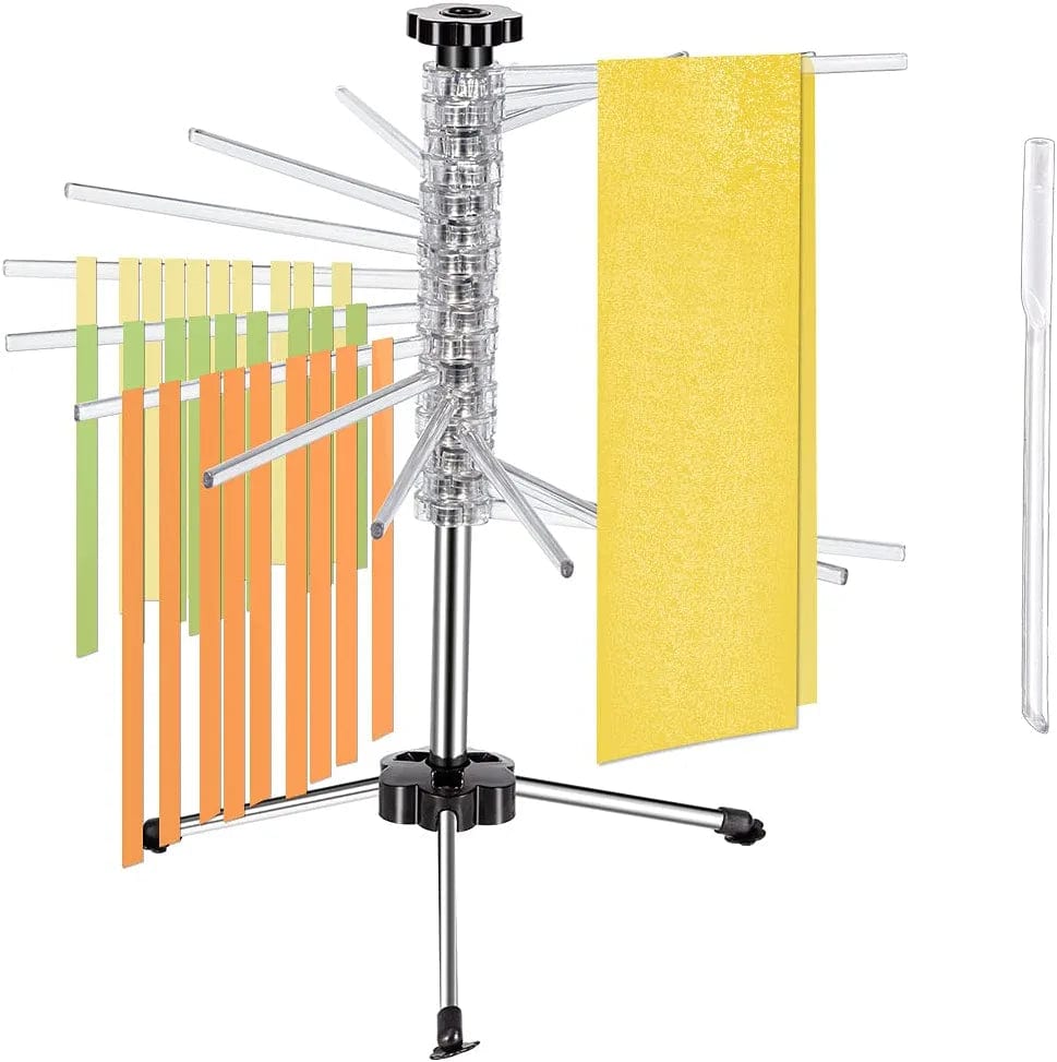 CHEFLY Sturdy Pasta Drying Rack Collapsible for Fresh Pasta, 17.87" Height/16 Rods for Holding 4.5Lbs Noodles P1803