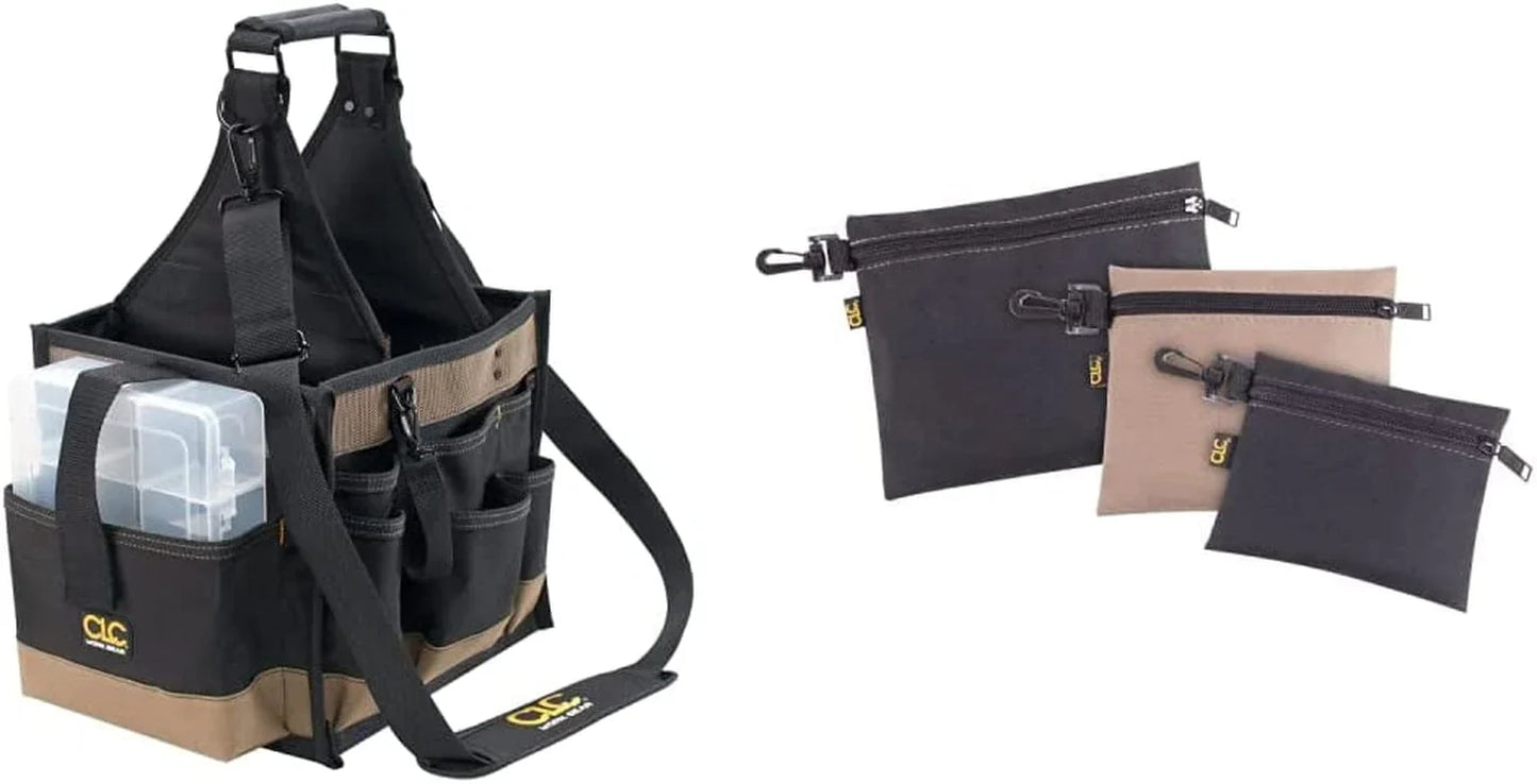 CLC Custom Leathercraft 1528 Large Electrical and Maintenance Tool Carrier & Klein Tools 32581 4-In-1 Electronics Screwdriver Set with Precision Machines Bits: 2 Slotted, 2 Phillips, 4-Piece