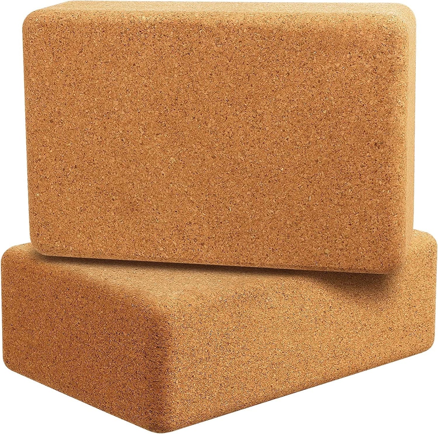 Cork Yoga Blocks 2 Pack Set, High Density Natural Cork Block, Performance Grade Yoga Bricks with Non Slip Surface, Yoga Accessories for Women, for Yoga, General Fitness, Pilates, Stretching, 3X6X9"
