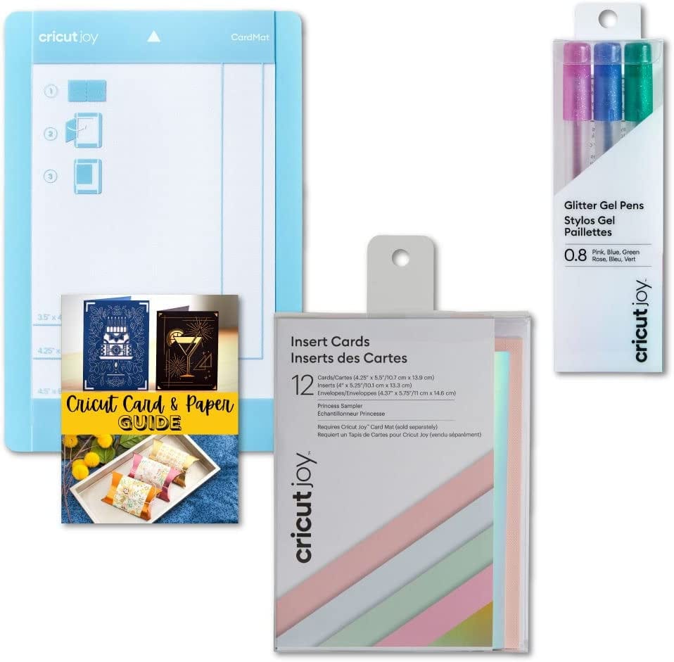 Cricut Joy Machine Card Cutting Mat, Gel Pen Set and Insert Cards in Macarons Sampler Bundle - DIY Card Design Project Seasonal Wedding Baby Greeting Invitation Party Gift Calligraphy - Essential Kit