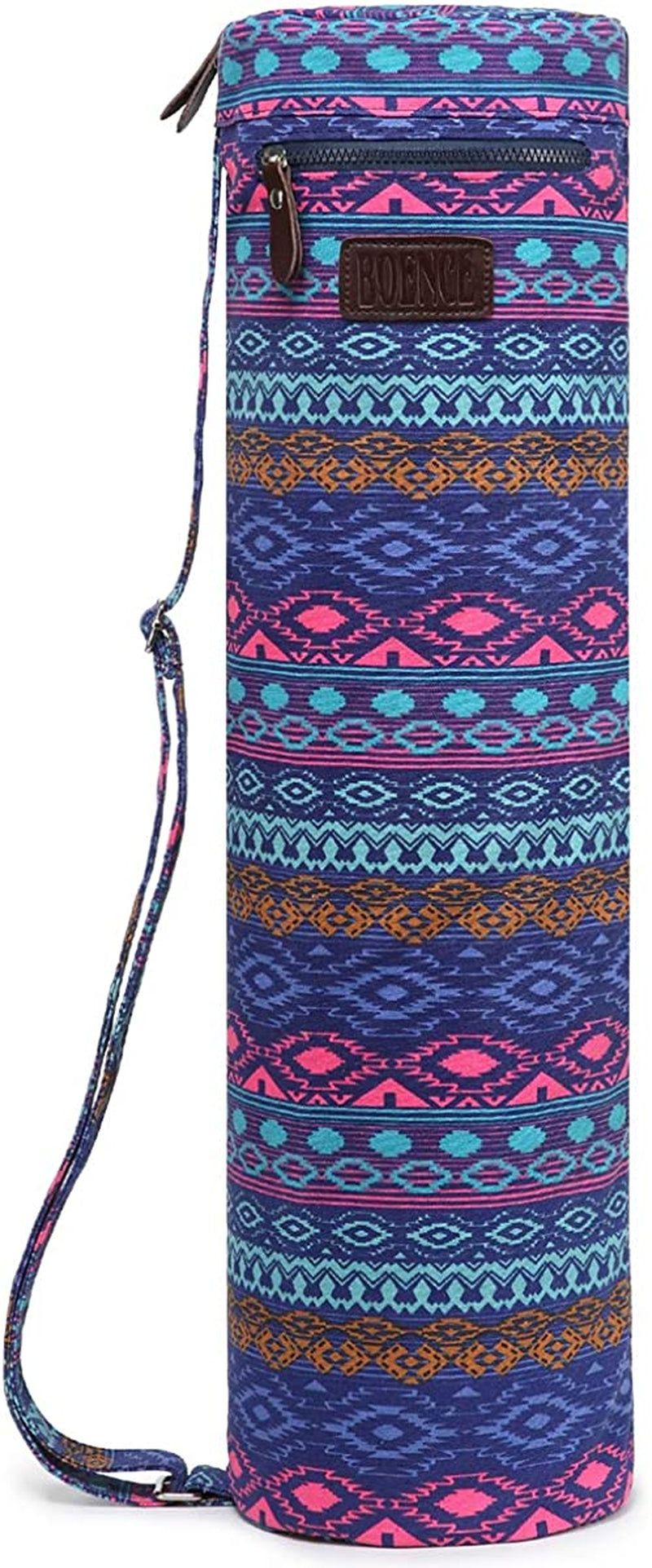Boence Yoga Mat Bag, Full Zip Exercise Yoga Mat Sling Bag with Sturdy Canvas, Smooth Zippers, Adjustable Strap, Large Functional Storage Pockets - Fits Most Size Mats
