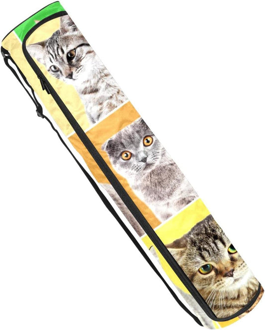 Cat Patterns Yoga Mat Bags Full-Zip Yoga Carry Bag for Women Men, Exercise Yoga Mat Carrier with Adjustable Strap