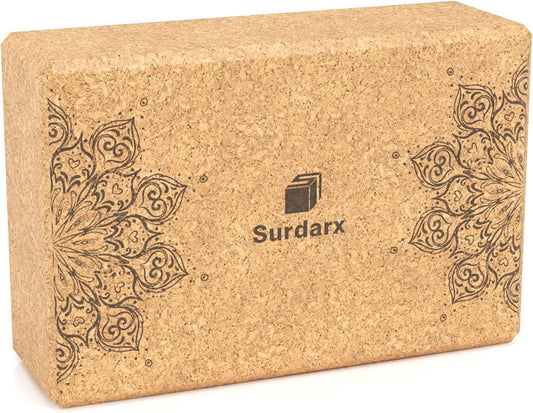 Surdarx Yoga Blocks Natural Cork Yoga Brick Recyclable, Non-Slip, Sturdy for Yoga, Pilates, Meditation