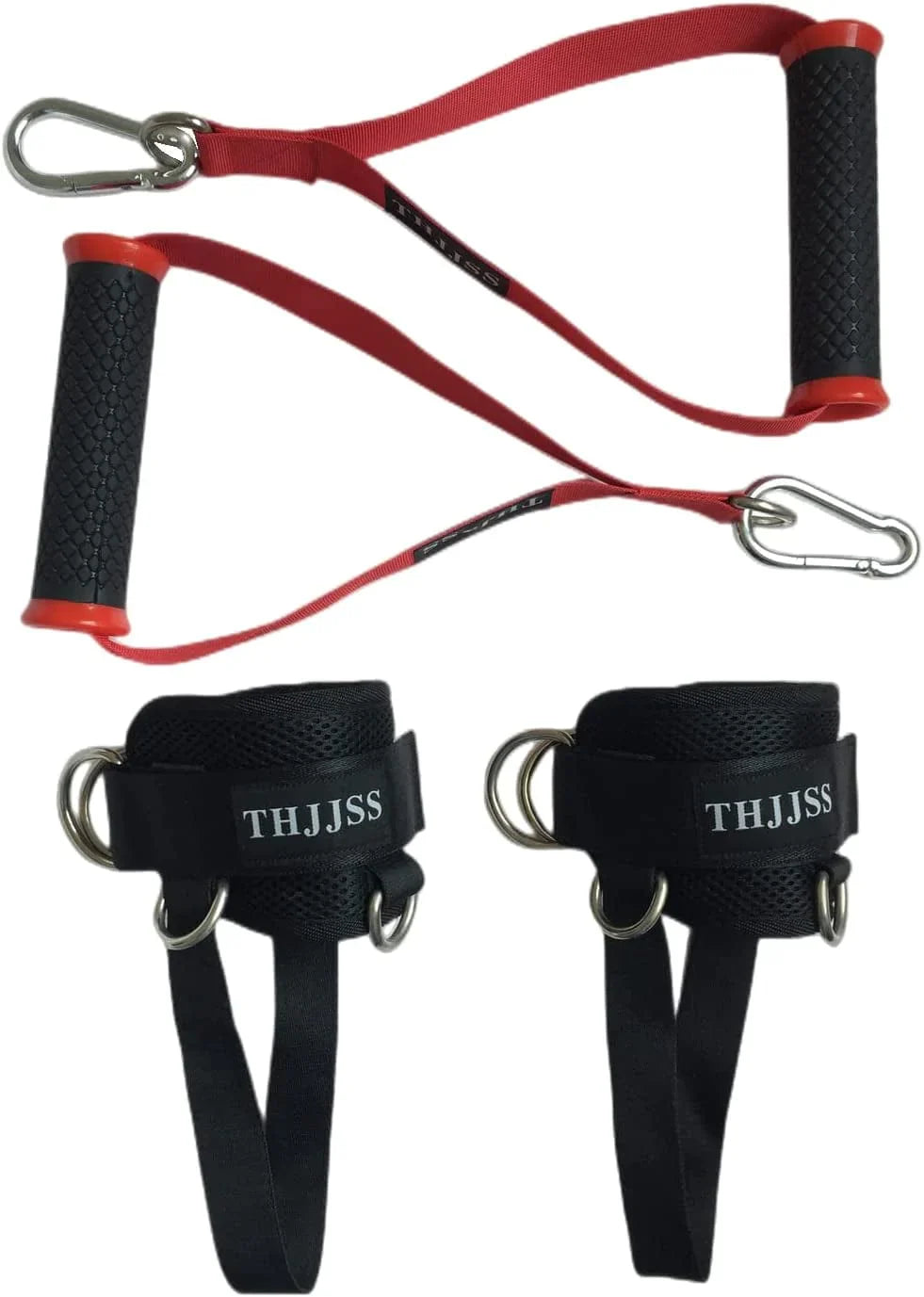 THJJSS Resistance Bands Handles Ankle Straps for Cable Machines,Exercise Handles Chest Expander Adjustable, Workout Ankle Straps for Home Gym Pulley System Accessories,D Handle Cable Attachment