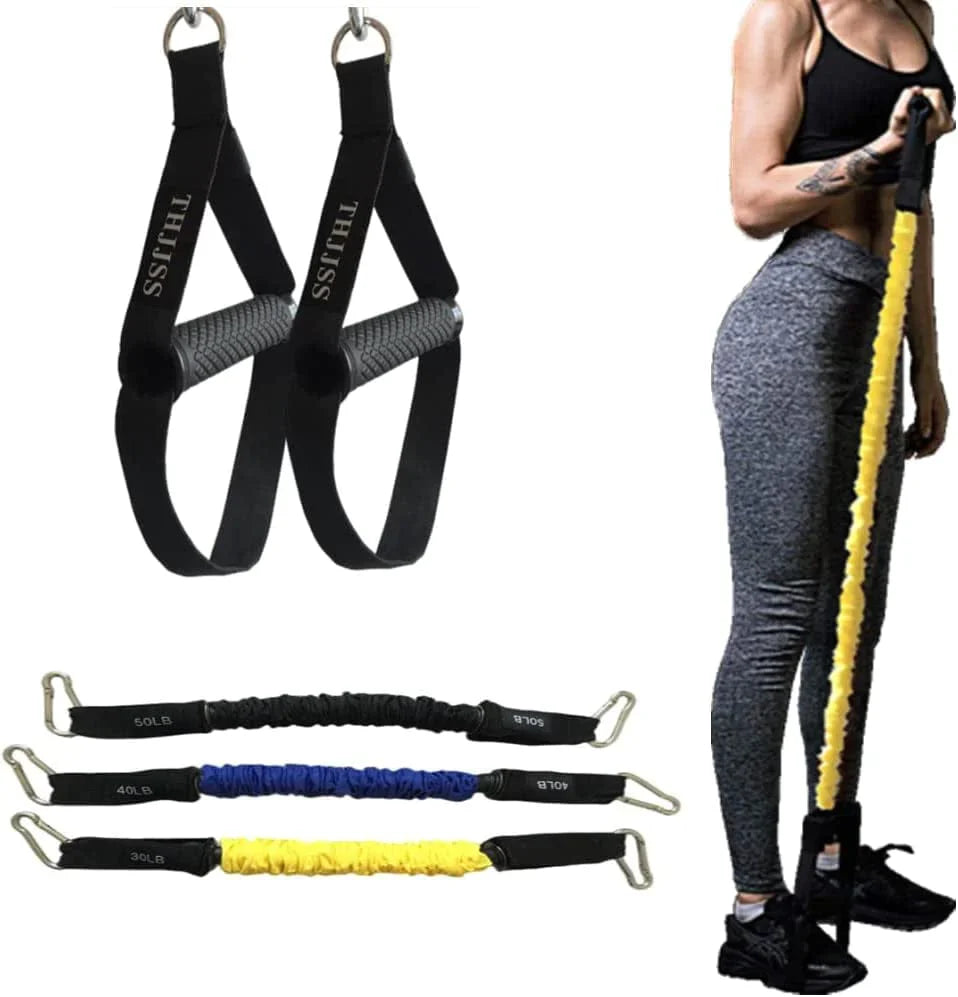 THJJSS Resistance Bands Handles Ankle Straps for Cable Machines,Exercise Handles Chest Expander Adjustable, Workout Ankle Straps for Home Gym Pulley System Accessories,D Handle Cable Attachment