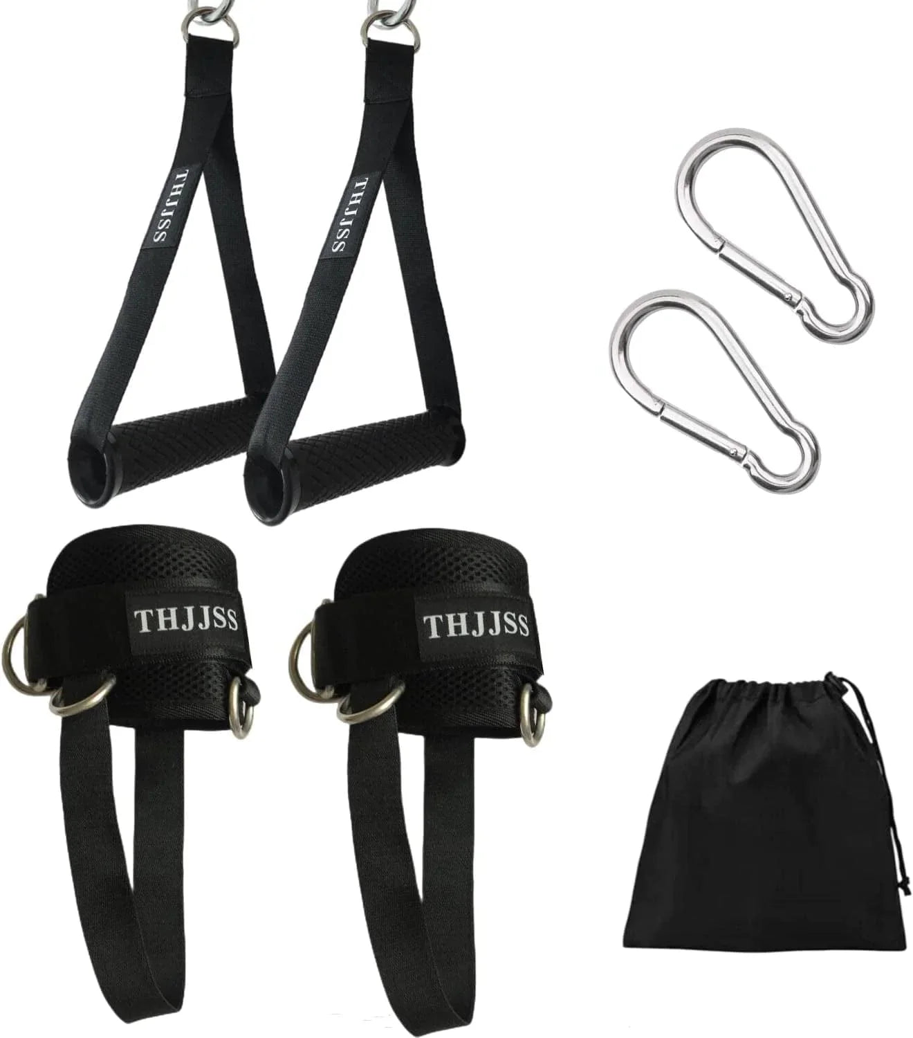 THJJSS Resistance Bands Handles Ankle Straps for Cable Machines,Exercise Handles Chest Expander Adjustable, Workout Ankle Straps for Home Gym Pulley System Accessories,D Handle Cable Attachment