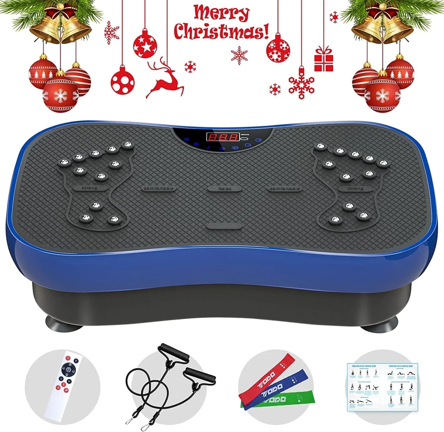 TODO Vibration Plate Exercise Machine Whole Body Vibration Machine for Relieving Muscle Tightness, Remote Control/3 Resistance Loops/Resistance Bands
