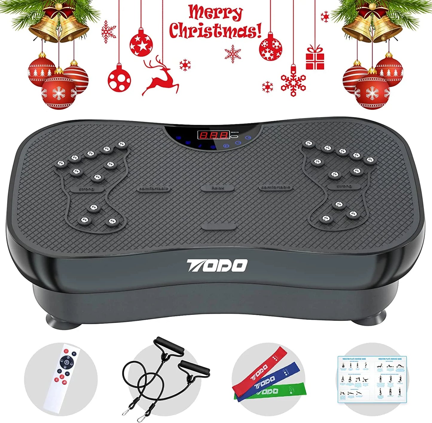TODO Vibration Plate Exercise Machine Whole Body Vibration Machine for Relieving Muscle Tightness, Remote Control/3 Resistance Loops/Resistance Bands