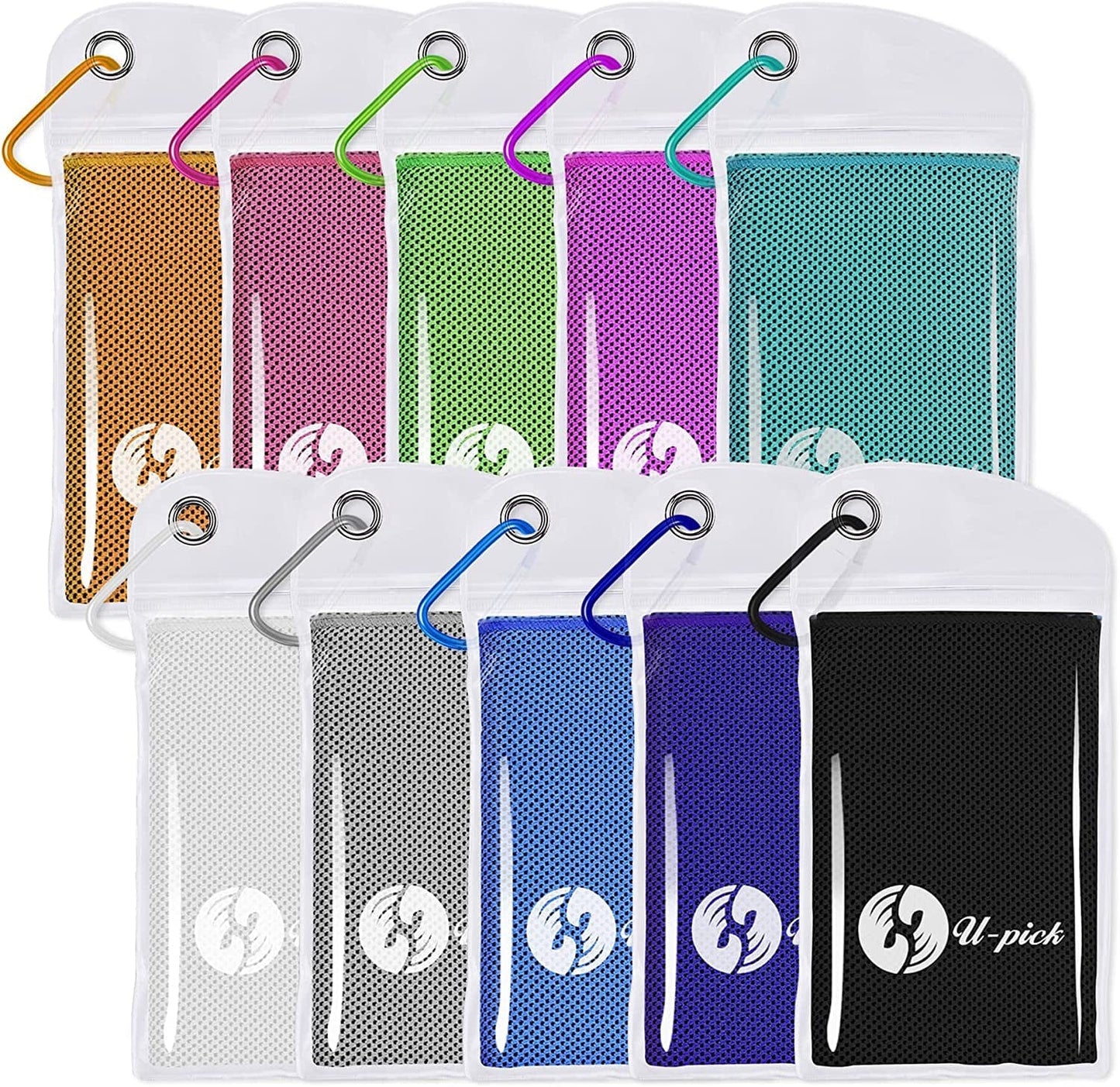 U-Pick 4 Packs Cooling Towel (40"X 12"),Ice Towel for Neck&Head,Microfiber Cool Towel,Soft Breathable Chilly Towel for Yoga,Sport,Gym,Workout,Camping,Fitness,Running,Workout & More Activities