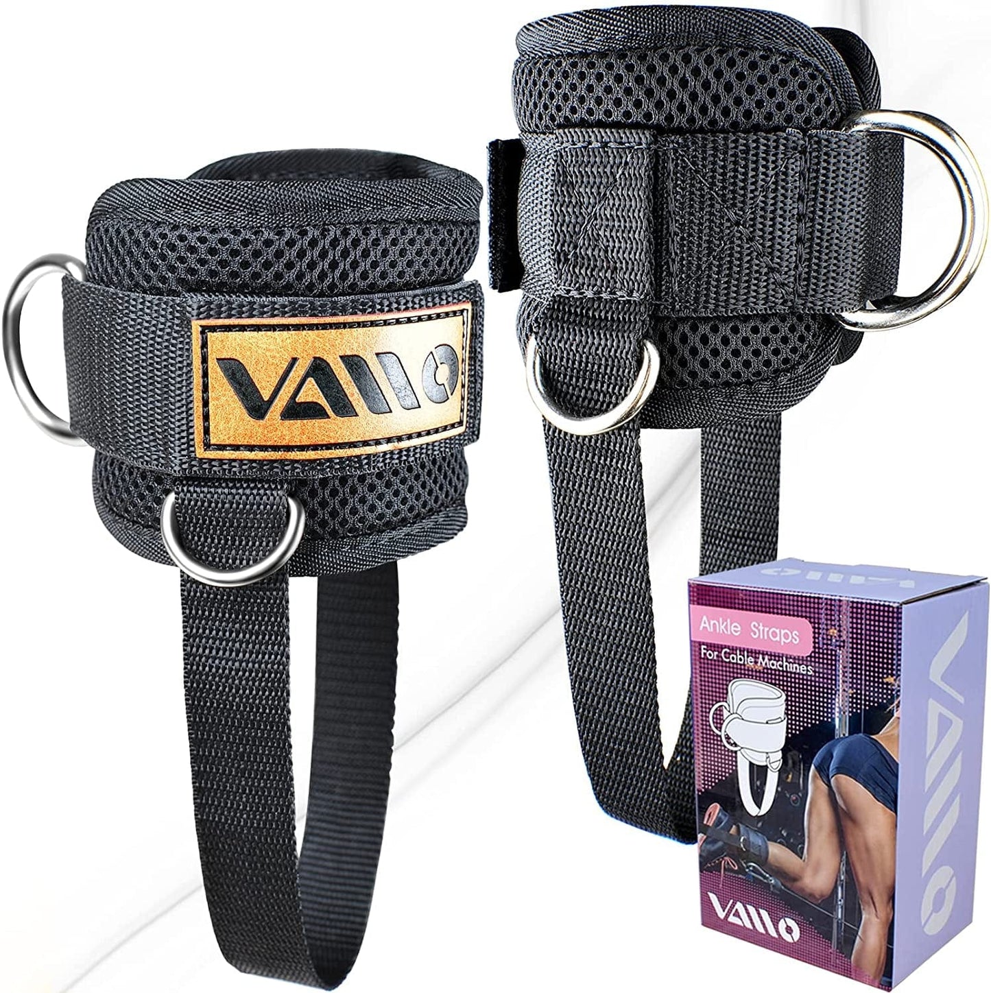 VAIIO Ankle Straps for Cable Machines,Adjustable Comfort Fit Neoprene, Reinforce Double D-Ring - Premium Ankle Cuffs to Improve Abdominal Muscles, Lift the Butts, Tone the Legs for Men & Women