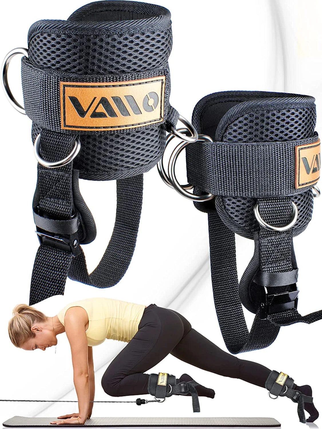 VAIIO Ankle Straps for Cable Machines (Pair) Cable Attachments for Gym Set Kickbacks, Glute Workouts, Lower Body Exercises, Adjustable Comfort Fit Neoprene, Tone the Legs for Men & Women