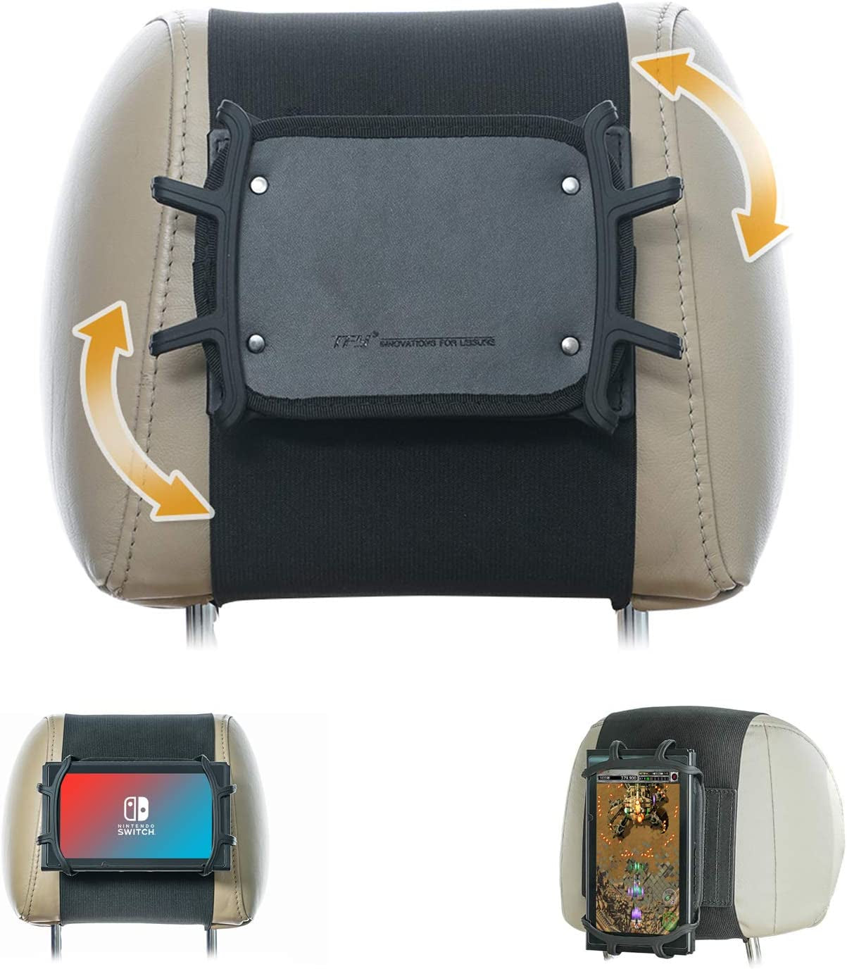 TFY Car Headrest Mount Silicon Holder for Game Machine Nintendo Switch and Other Tablets