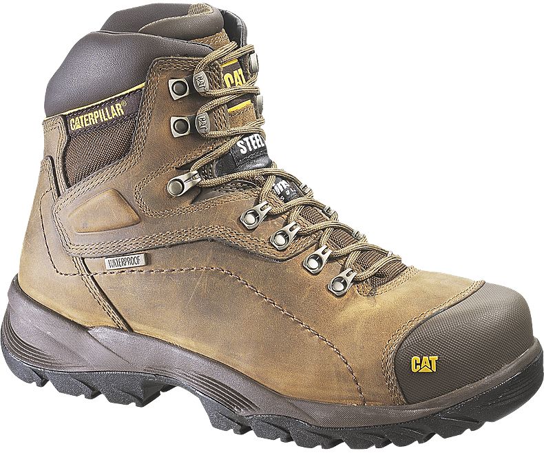 Cat P89940-10W Caterpillar Mens Hi-Waterproof Steel Toe Work Boot,Dark Beige, 10