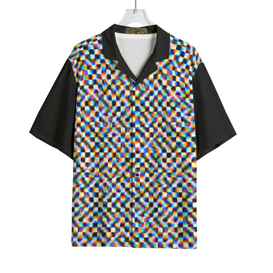 Checker Hacker Bowling Shirt Glitchcore Webcore Hawaiian Button Up Rayon Fabric Nonbinary Emo Summer
