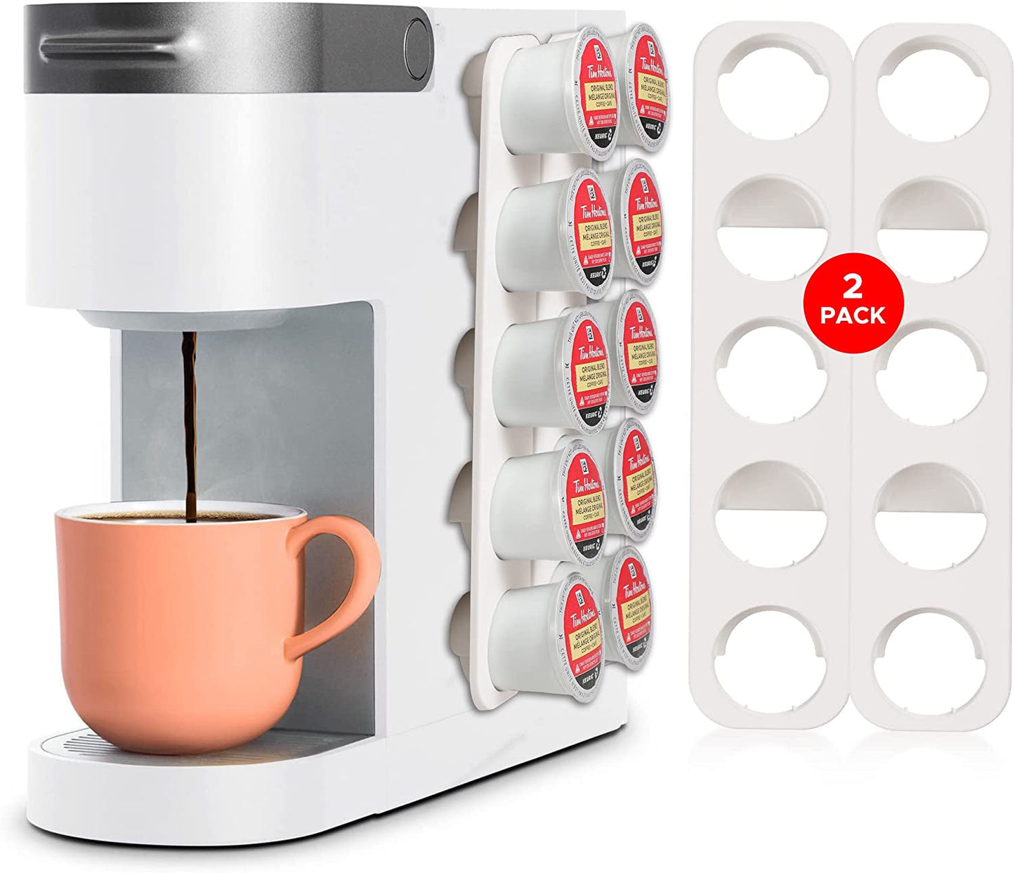 STORAGENIE Slim Kcup Holder, Coffee Pod Storage for Keurig Pods, K Cup Drawer Organizer, 2Pack / for 10 K Cups (Red)