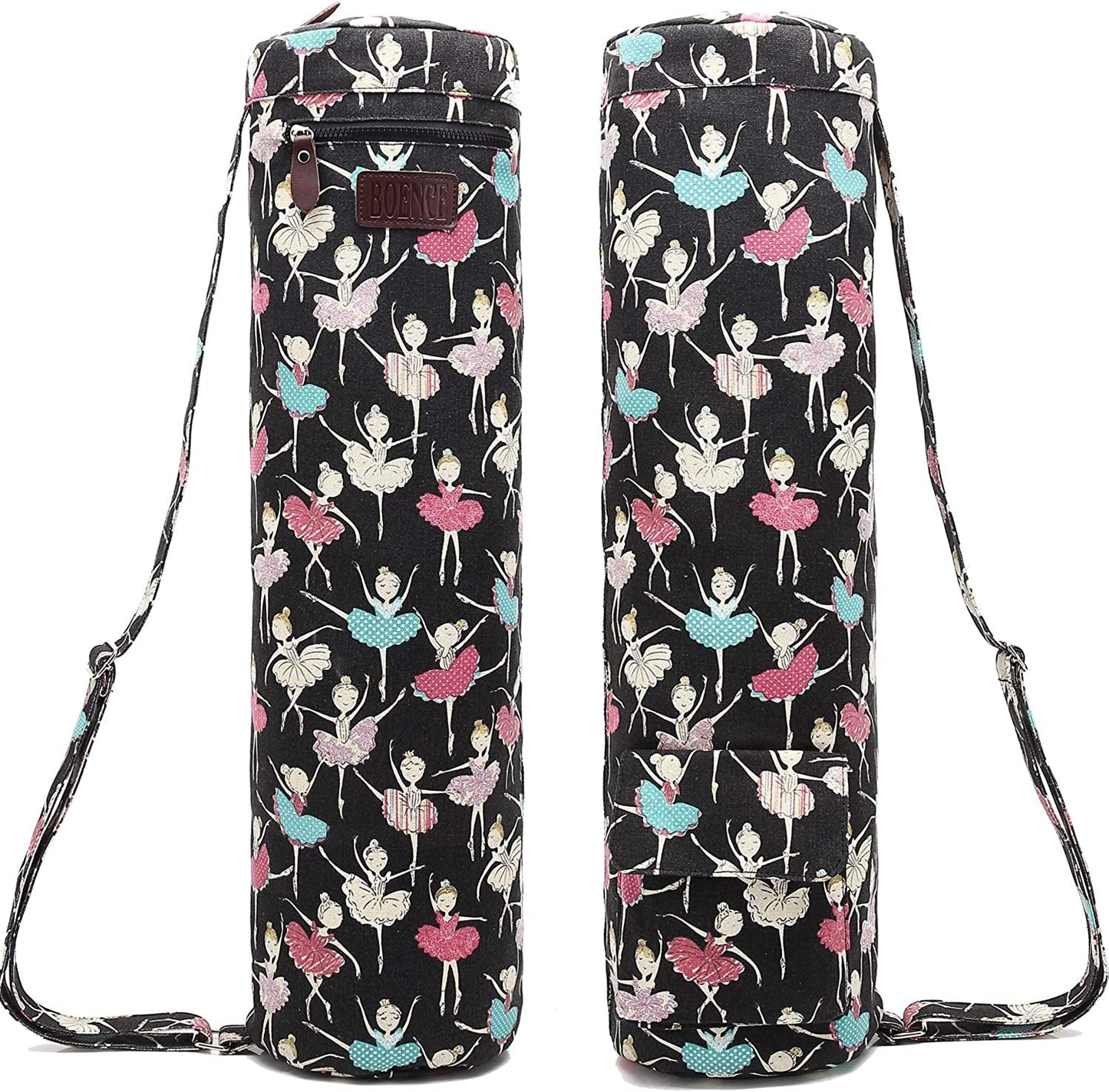 Boence Yoga Mat Bag, Full Zip Exercise Yoga Mat Sling Bag with Sturdy Canvas, Smooth Zippers, Adjustable Strap, Large Functional Storage Pockets - Fits Most Size Mats