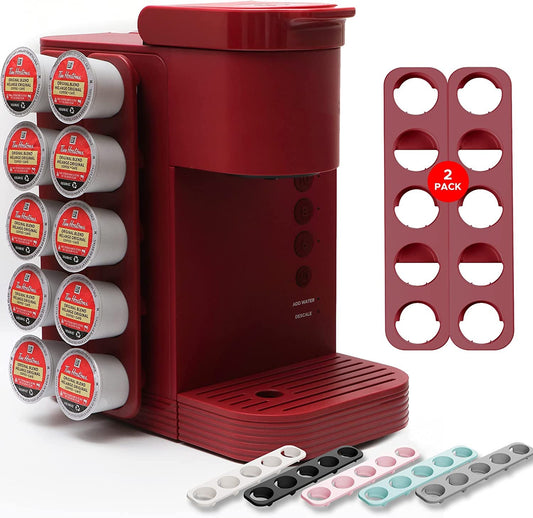 STORAGENIE Slim Kcup Holder, Coffee Pod Storage for Keurig Pods, K Cup Drawer Organizer, 2Pack / for 10 K Cups (Red)