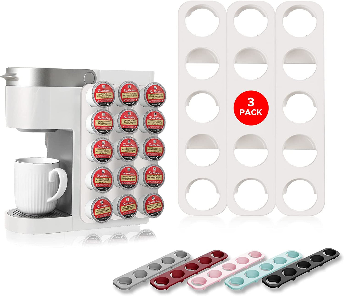 STORAGENIE Slim Kcup Holder, Coffee Pod Storage for Keurig Pods, K Cup Drawer Organizer, 2Pack / for 10 K Cups (Red)