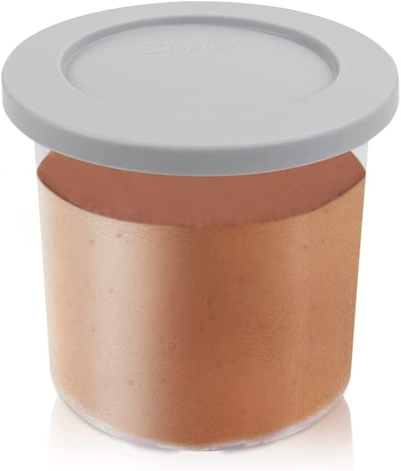 Sophico Ice Cream Pint Container with Silicone Lid Replacement, Compatible with NC301 NC300 NC299AMZ Ice Cream Maker, Airtight and Leaf-Proof (MIX2, 4 Pack)