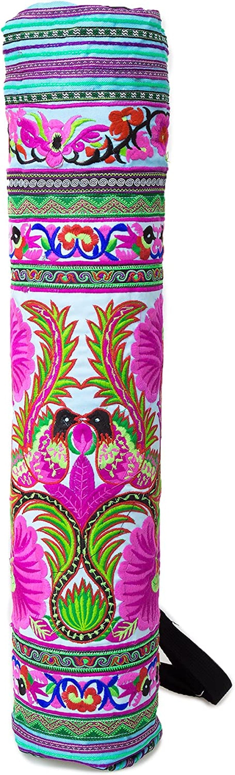 Changnoi Handmade Yoga Mat Bag with Hmong Tribes Embroidery from Thailand