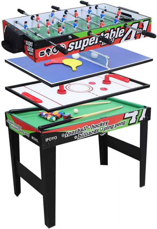 AIPINQI 4 in 1 Game Table, Foosball Hockey Billiards Table Tenis for Kids Adults, 3ft (Green)