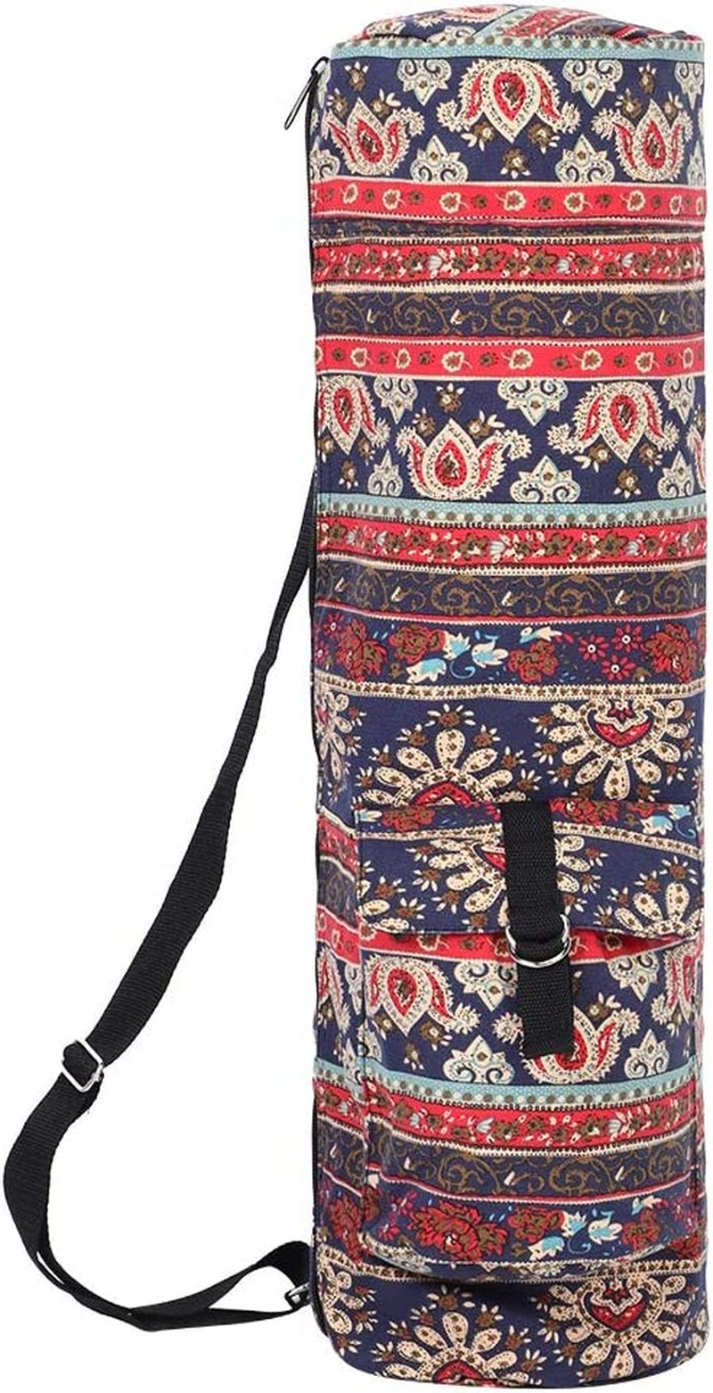 Canvas Zipper Yoga Mat Bag Multifunctional Pocket Shoulder Fitness Bag