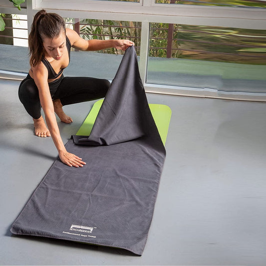 BENCHBARRIER – Premium Odor-Free, No-Slip, Lightweight Yoga Towel with Ultra Absorbent, Quick Drying Super Soft & Durable Split Microfiber Material. Uses PVC Grip Dots - Ideal for Hot Yoga & Pilates