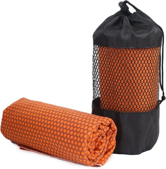 BESTORI Yoga Towel Quick Dry Fitness Towel Rubber Grip Dots Non-Slip Bottom for Pilate Exercise 72X24 Inches Orange