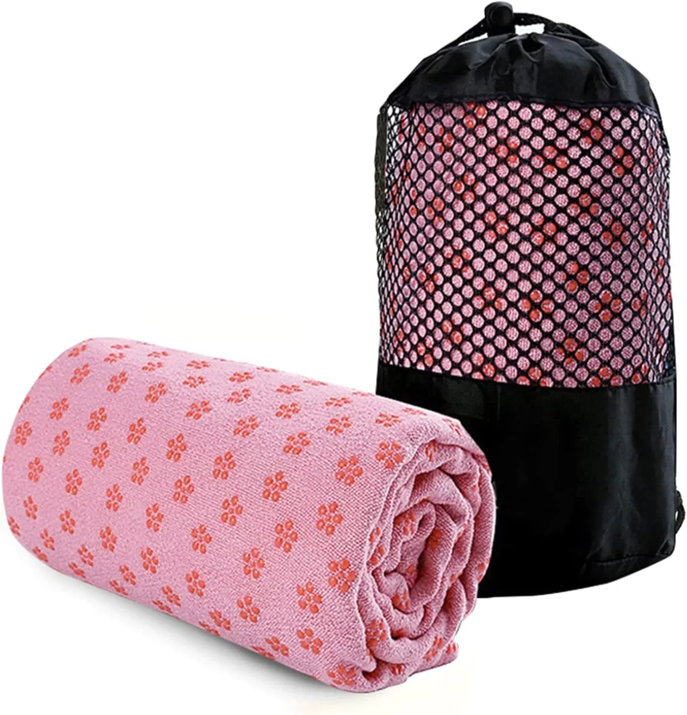 BESTORI Yoga Towel Quick Dry Fitness Towel Rubber Grip Dots Non-Slip Bottom for Pilate Exercise 72X24 Inches Orange