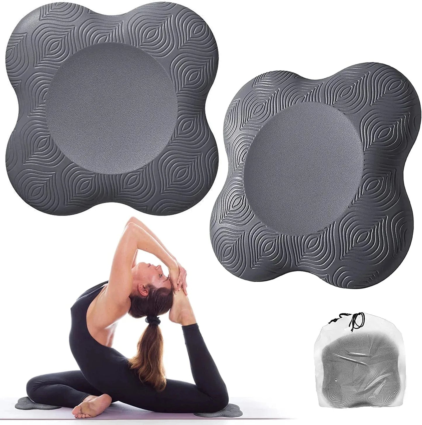 Bigmeda 2PCS Yoga Knee Pad, Non-Slip Yoga Mats for Women Kneeling Support for Yoga Comfortable & Lightweight Yoga Knee Pads Cushion for Knees, Hands, Wrists, and Elbows