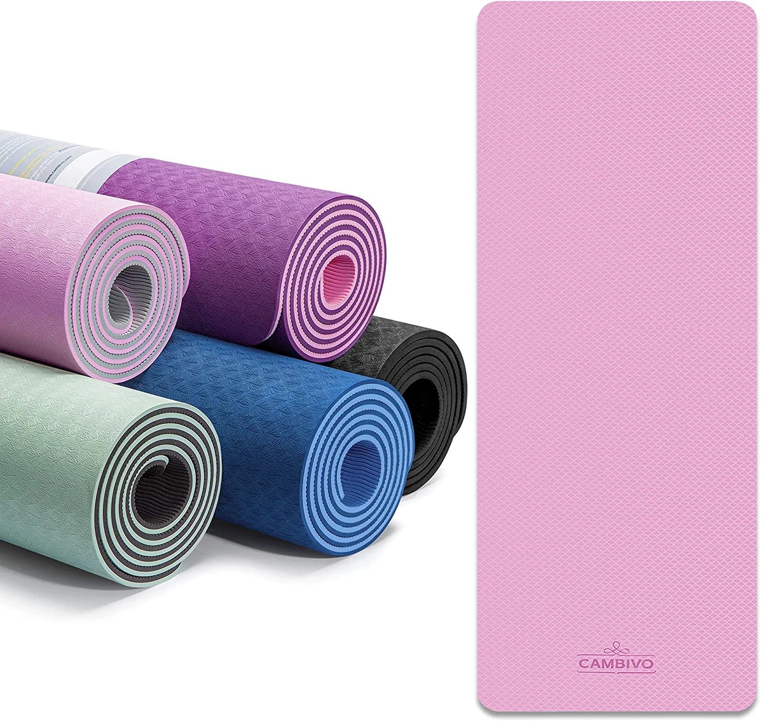 CAMBIVO Extra Thick Yoga Mat for Women Men Kids, Professional TPE Yoga Mats, Workout Mat with Carrying Strap for Yoga, Pilates and Floor Exercises