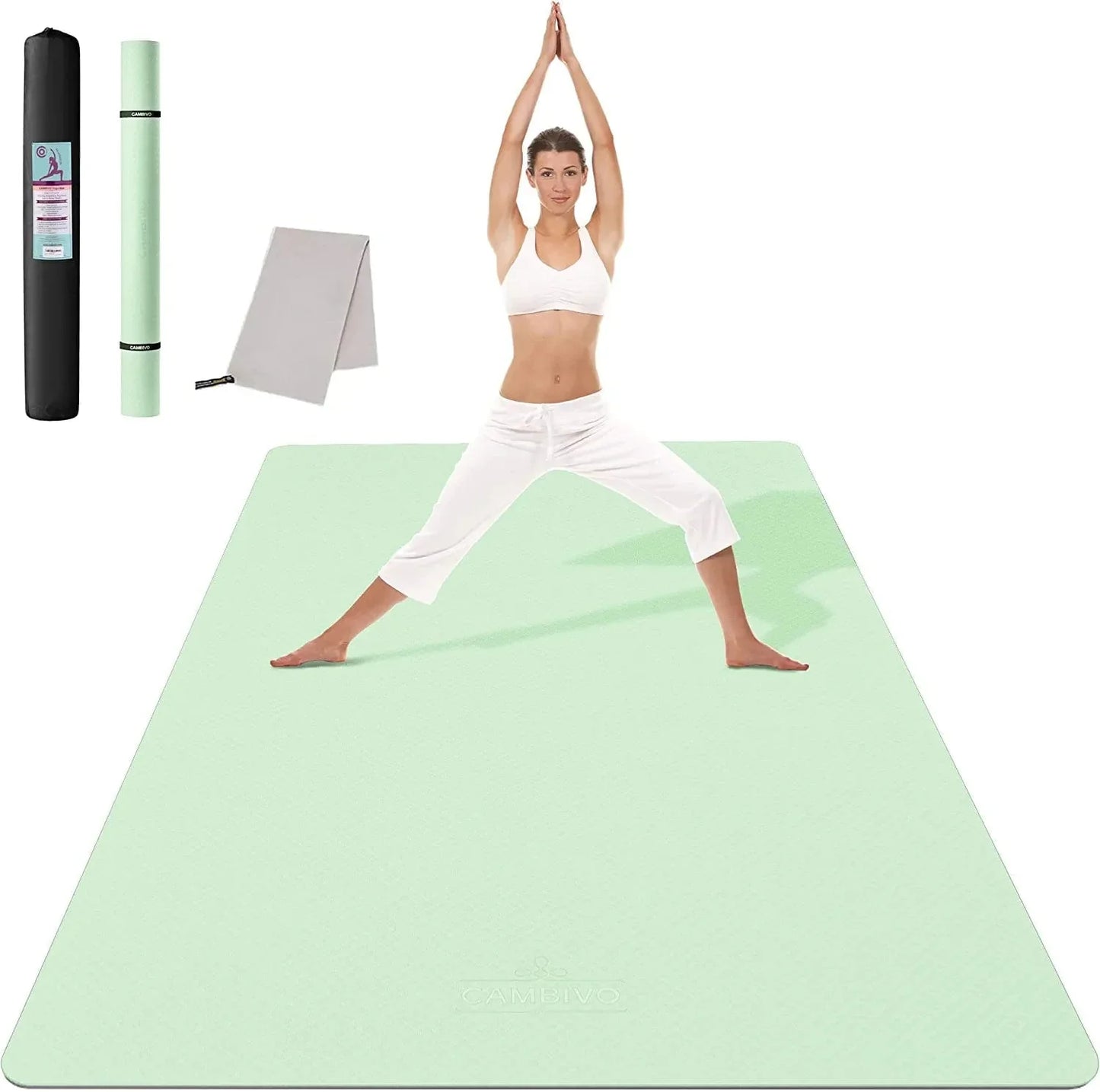 CAMBIVO Large Yoga Mat (6'X 4'), Extra Wide Workout Mat for Men and Women, Yoga Mat Thick 1/3 &1/4 Exercise Mats for Home Workout, Yoga, Pilates (Black,1/4 Inch)