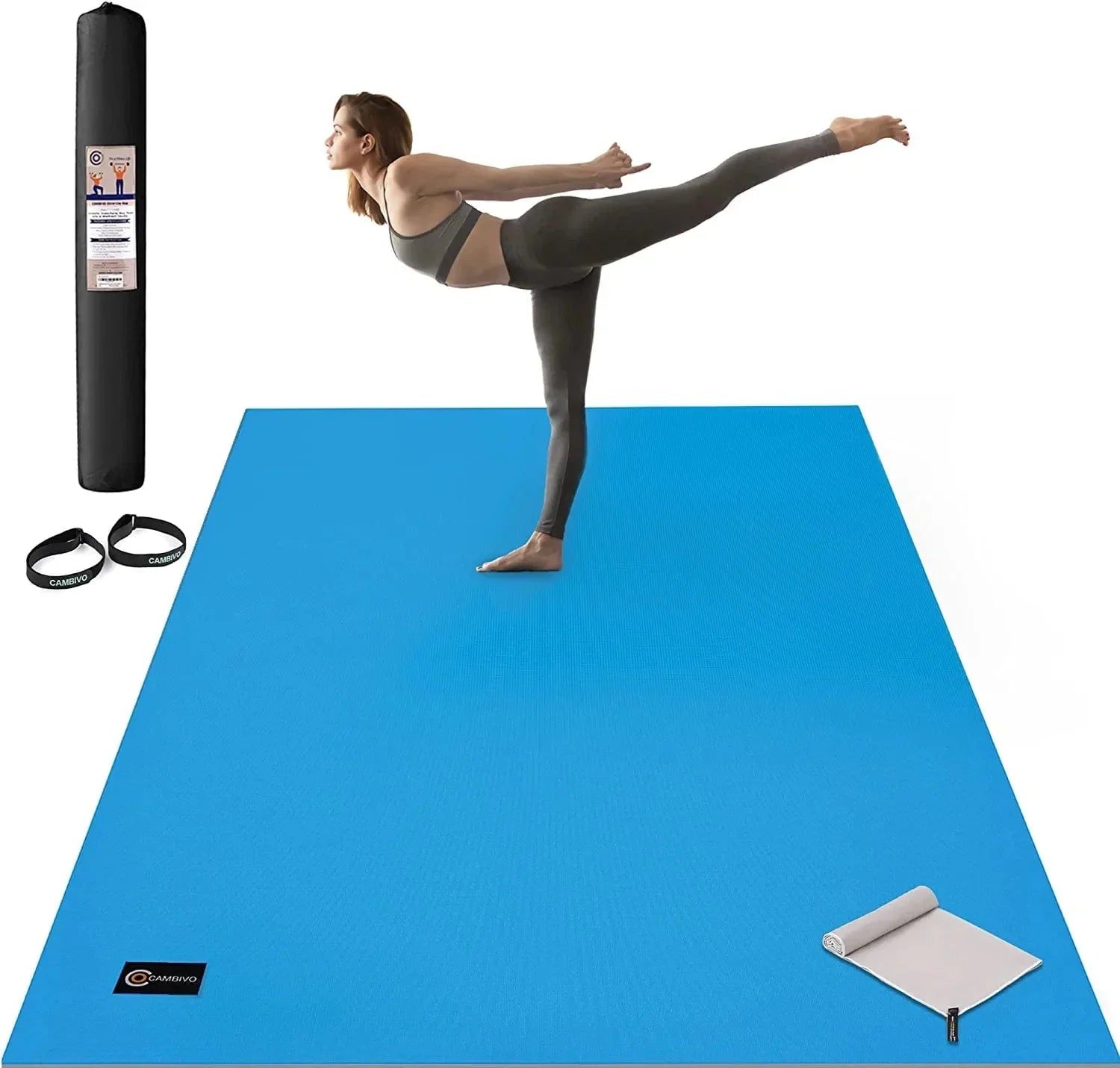 CAMBIVO Large Yoga Mat, Extra Thick Workout Mats for Home Gym, 6'X 4'X 8 Mm Non Slip Wide Exercise Mat for Pilates, Stretching or Cardio, Use without Shoes
