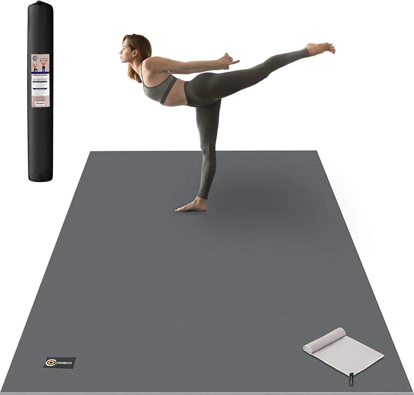 CAMBIVO Large Yoga Mat, Extra Thick Workout Mats for Home Gym, 6'X 4'X 8 Mm Non Slip Wide Exercise Mat for Pilates, Stretching or Cardio, Use without Shoes