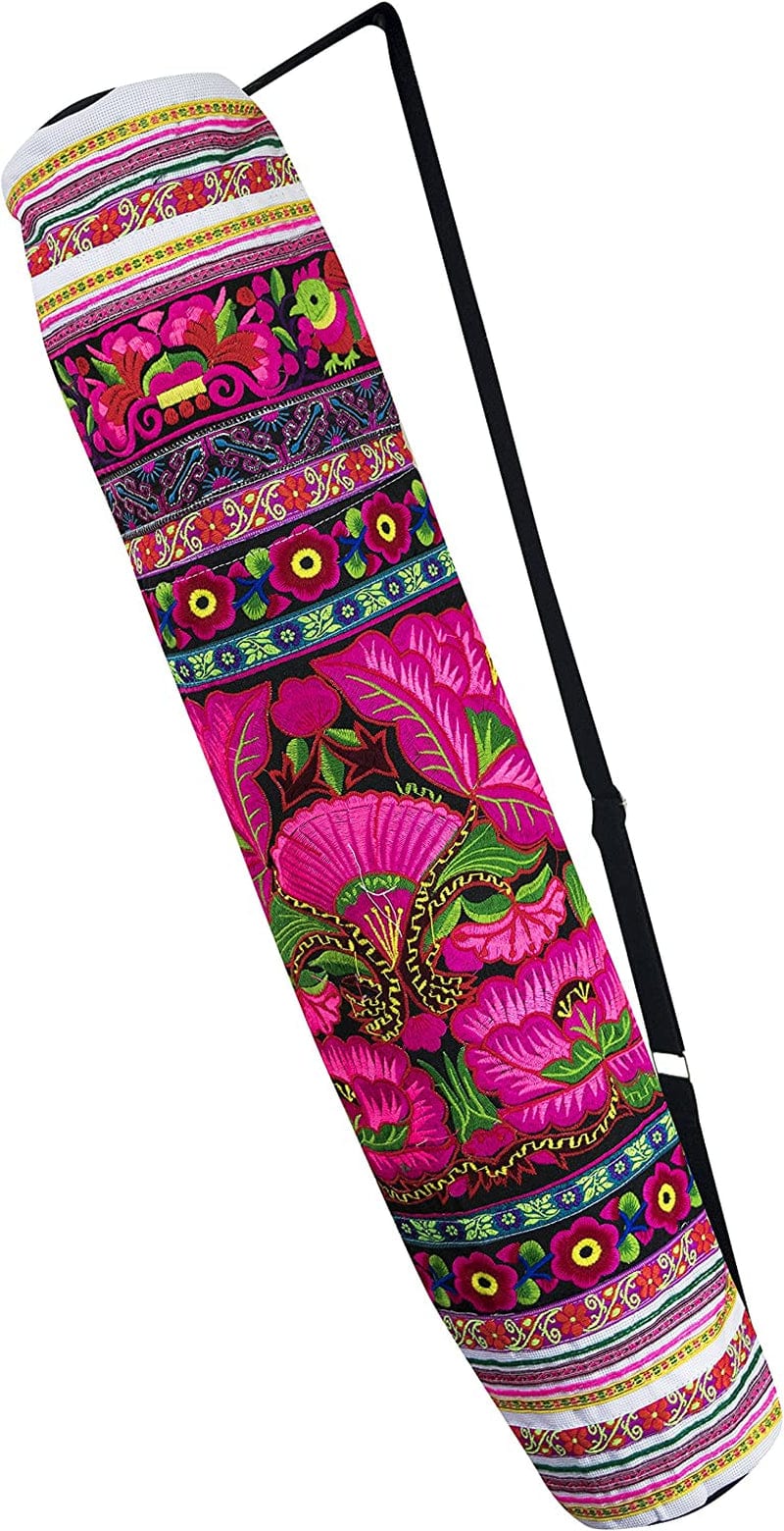 Cccollections Yoga Pilates Mat Bags Carriers - Embroidered Adjustable Carry Strap Yoga Bag Unique Bohemian